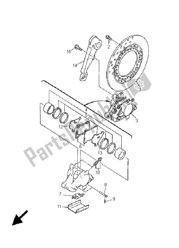 Tutte le parti per il Pinza Freno Posteriore del Yamaha YZF 1000R Thunderace 2001