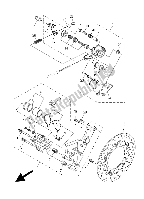 Wszystkie części do Zacisk Hamulca Tylnego Yamaha XP 500 2014