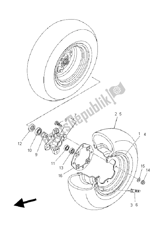 All parts for the Front Wheel of the Yamaha YFZ 450 SE 2008