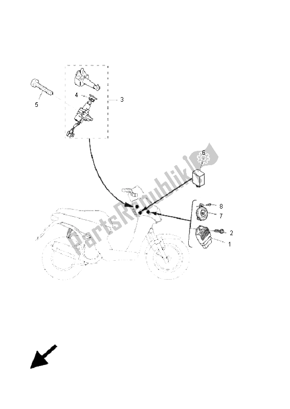 Toutes les pièces pour le électrique 1 du Yamaha EW 50N Slider 2009