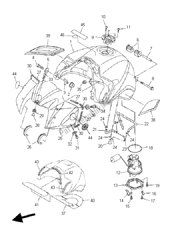 Tutte le parti per il Serbatoio Di Carburante del Yamaha FZ1 SA Fazer 1000 2007