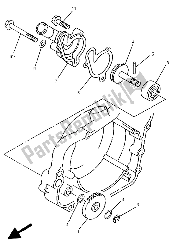 All parts for the Water Pump of the Yamaha YZ 80 LC 1997