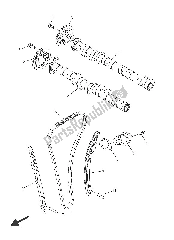 All parts for the Camshaft & Chain of the Yamaha YZF R6 600 2016