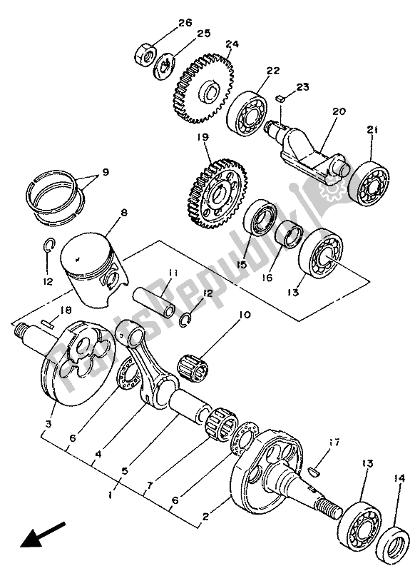 Tutte le parti per il Albero Motore E Pistone del Yamaha DT 125R 1989