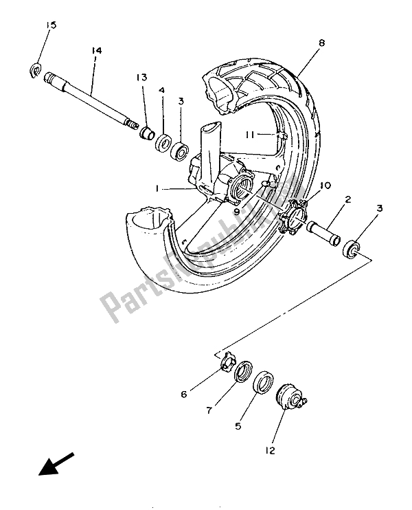 Tutte le parti per il Ruota Anteriore del Yamaha TZR 125 1993