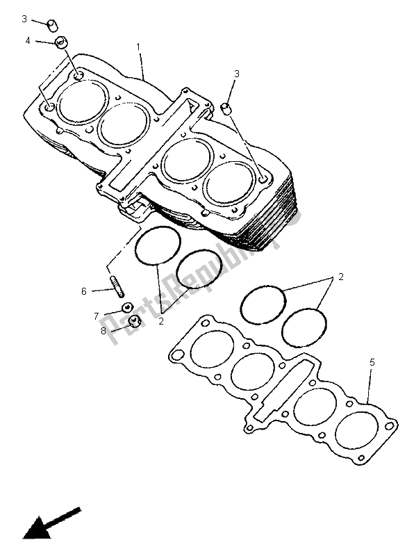 All parts for the Cylinder of the Yamaha XJ 600S Diversion 1998