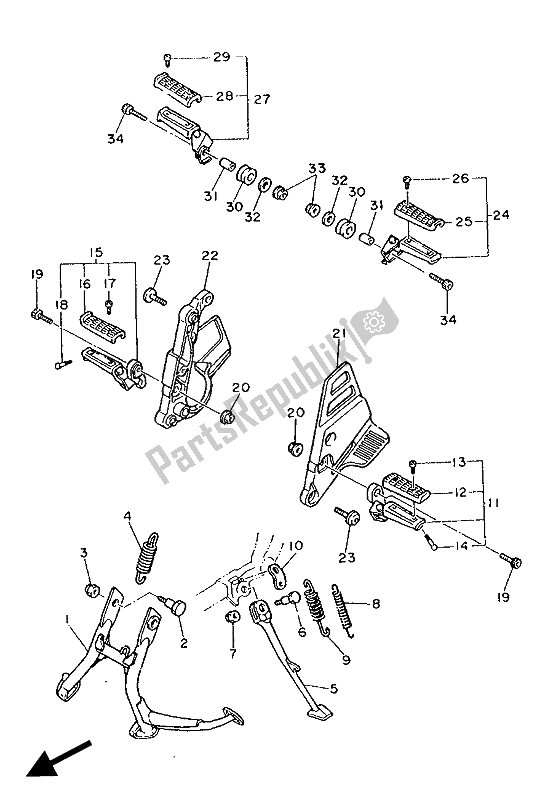 Todas las partes para Soporte Y Reposapiés de Yamaha FZ 750 1986