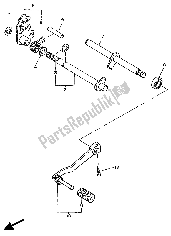 Alle onderdelen voor de Schakelas van de Yamaha XT 600E 1991