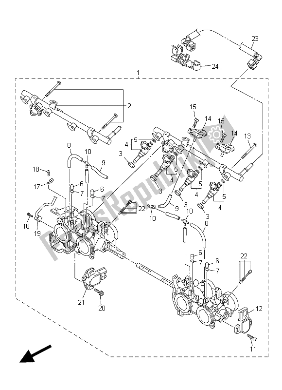 Alle onderdelen voor de Intake 2 van de Yamaha FJR 1300A 2015