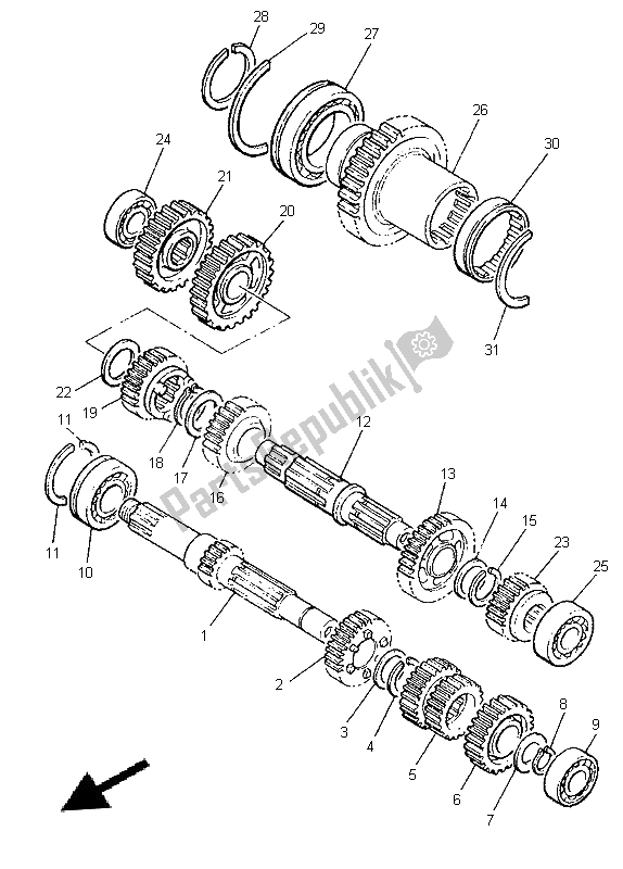 All parts for the Transmission of the Yamaha XJ 900S Diversion 1996