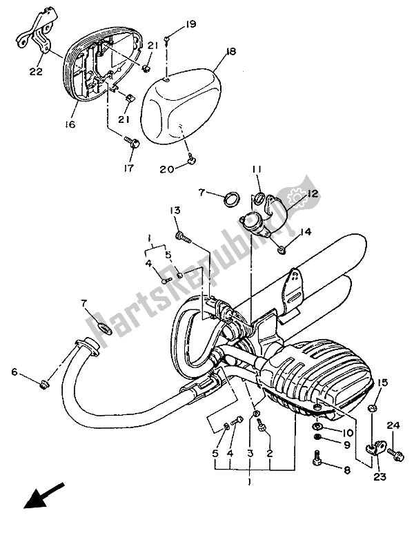 All parts for the Exhaust of the Yamaha XV 535 Virago 1993