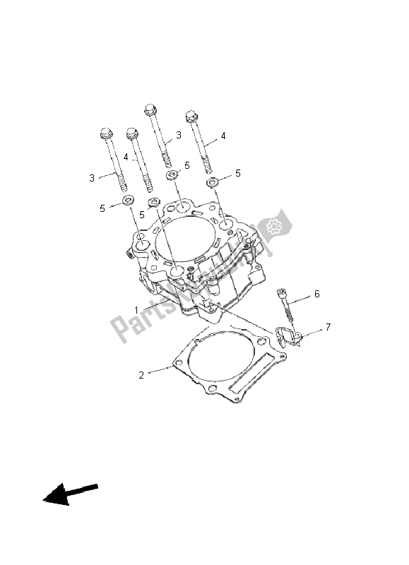 All parts for the Cylinder of the Yamaha XT 660R 2011