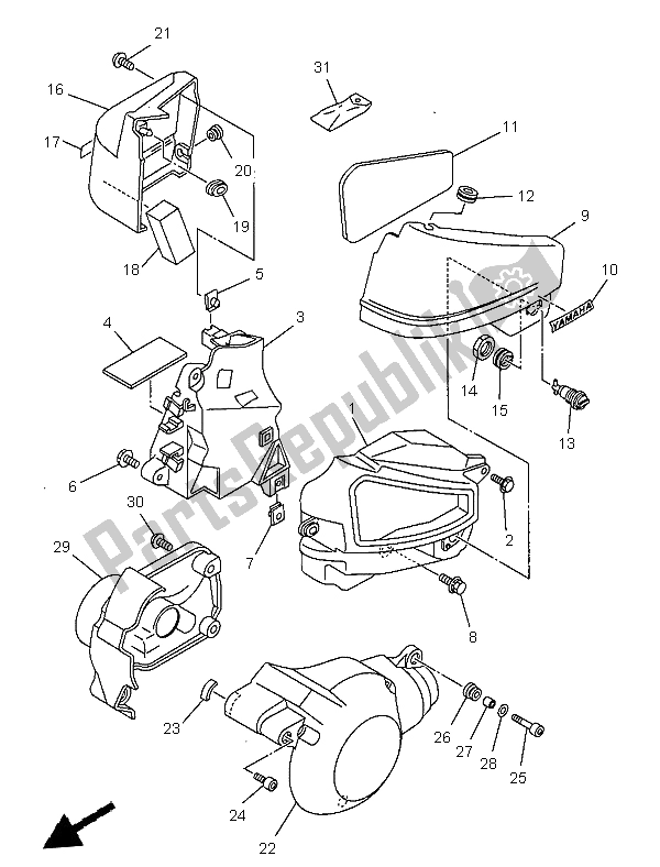 All parts for the Side Cover of the Yamaha XVS 650 Dragstar 1997