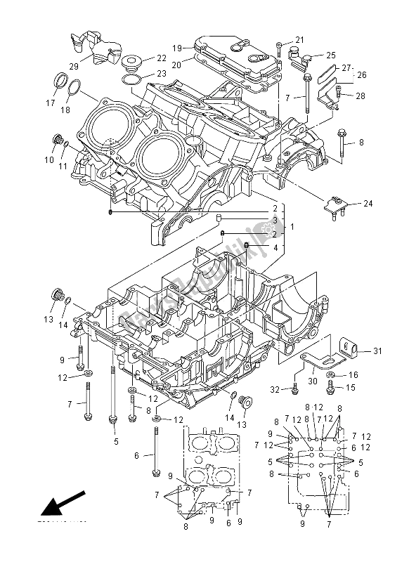 Todas las partes para Caja Del Cigüeñal de Yamaha VMX 17 1700 2012