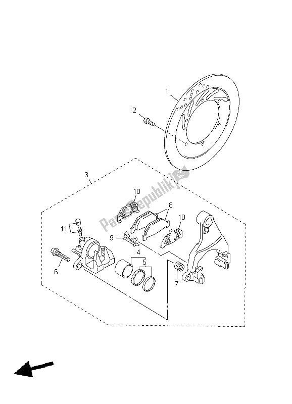 Todas as partes de Pinça De Freio Traseiro do Yamaha FJR 1300 2004