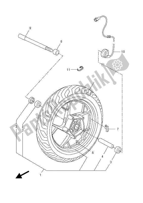 All parts for the Front Wheel of the Yamaha YP 125R 2015