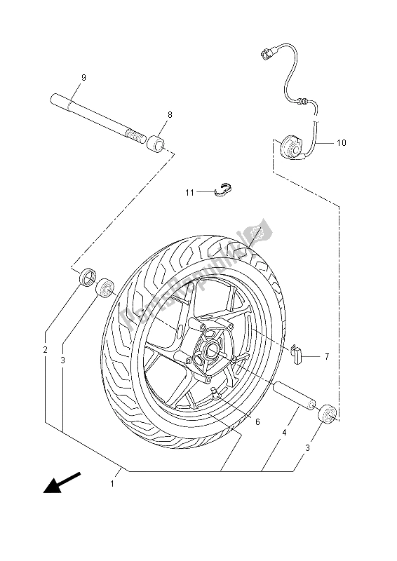 All parts for the Front Wheel of the Yamaha YP 125R 2015