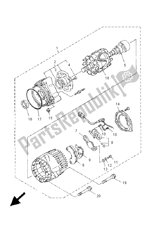 All parts for the Generator of the Yamaha XJR 1300 2005