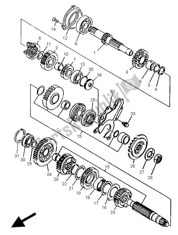 Toutes les pièces pour le Transmission du Yamaha TRX 850 1996