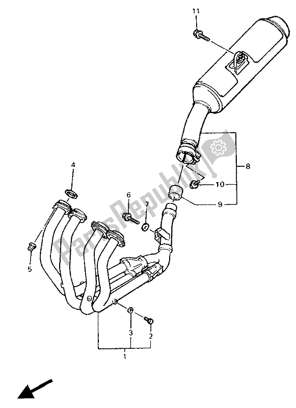 Toutes les pièces pour le échappement du Yamaha FZR 600R 1994