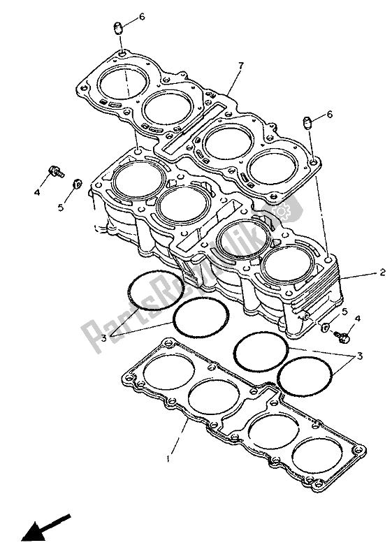 All parts for the Cylinder of the Yamaha FZR 1000 1991