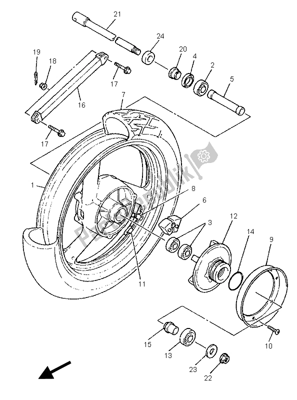 Todas as partes de Roda Traseira do Yamaha XJ 900S Diversion 1995