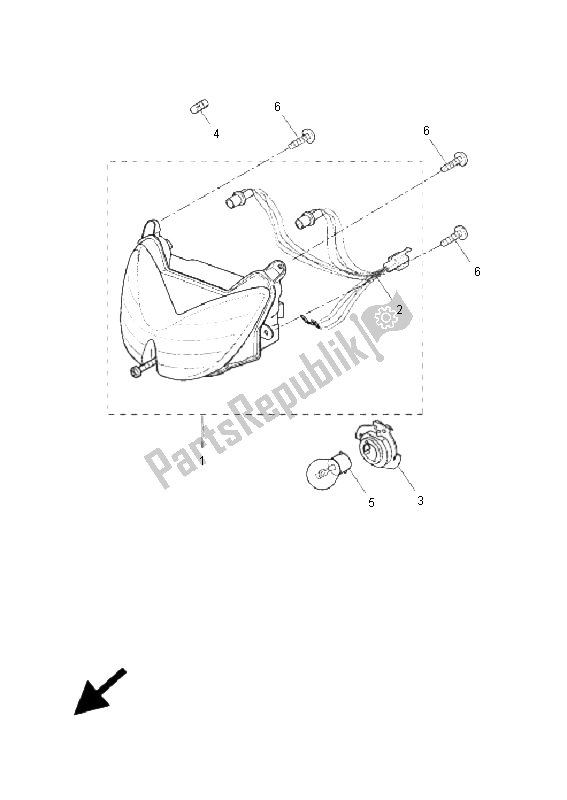 All parts for the Headlight of the Yamaha YQ 50L Aerox Race Replica 2009