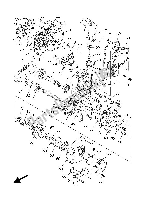 All parts for the Middle Drive Gear of the Yamaha XV 1900A 2012