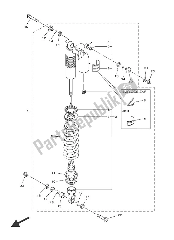 All parts for the Rear Suspension of the Yamaha YZ 250F 2016