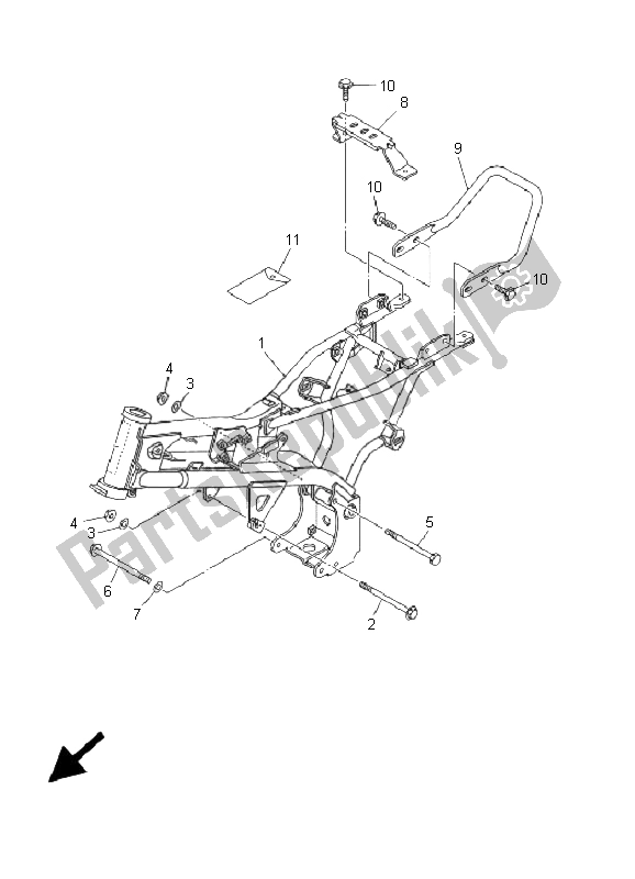 All parts for the Frame of the Yamaha TT R 90 M 2000