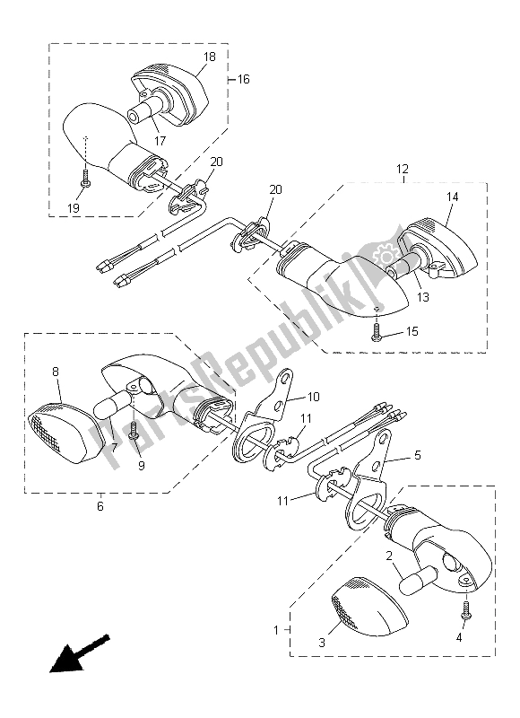 Tutte le parti per il Luce Lampeggiante del Yamaha WR 450F 2015