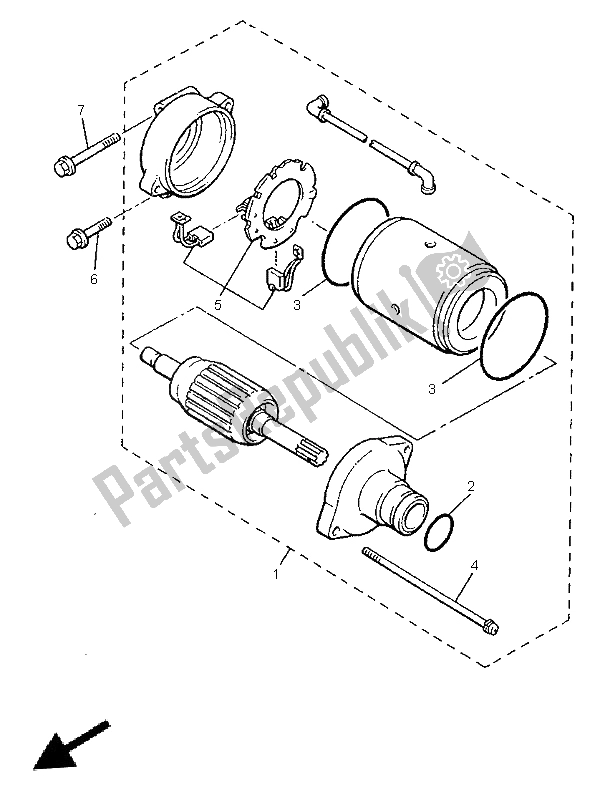 All parts for the Starting Motor of the Yamaha V MAX 12 1200 1999