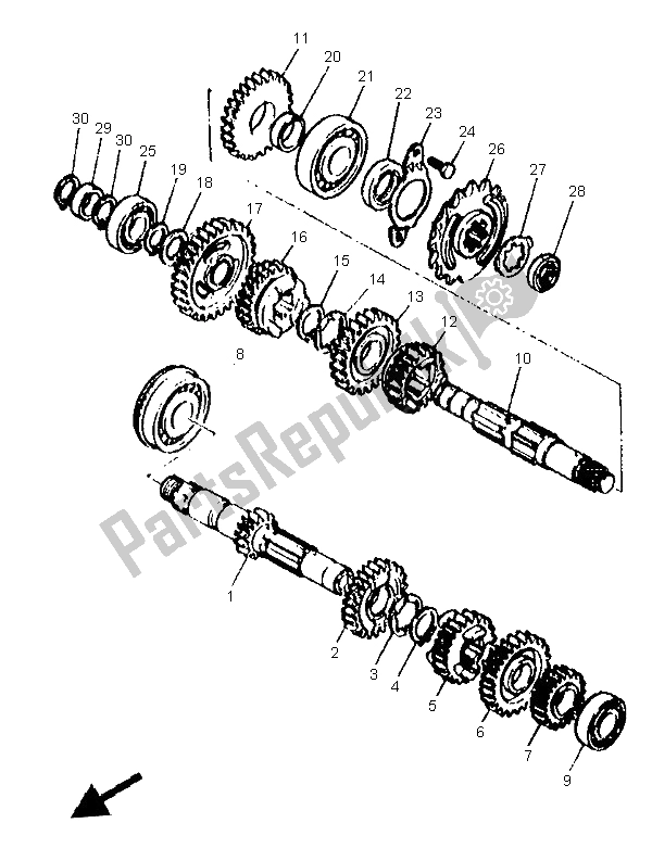 All parts for the Transmission of the Yamaha XT 600E 1999