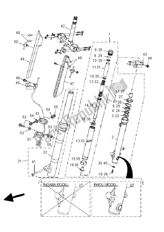 Toutes les pièces pour le Fourche Avant du Yamaha WR 125R 2010