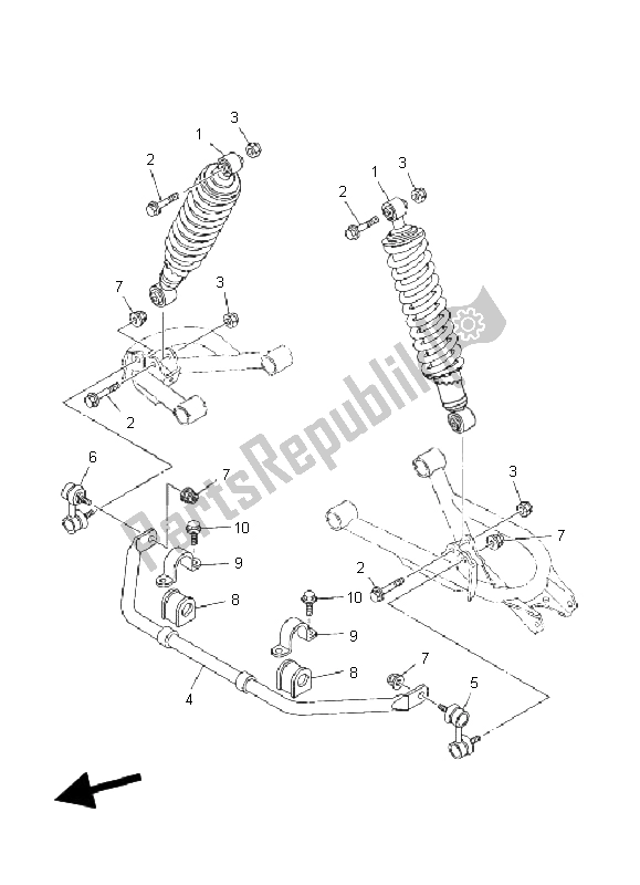 Todas las partes para Suspensión Trasera de Yamaha YFM 660F Grizzly Limited 2003