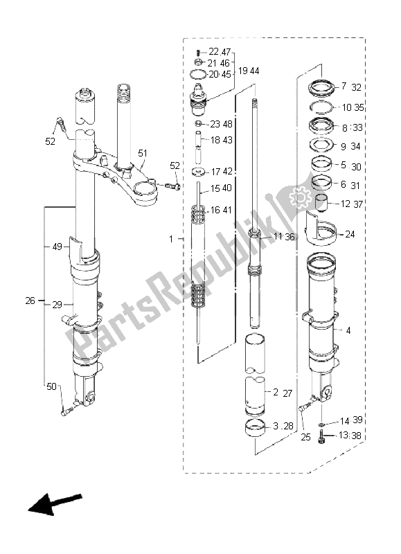 Todas las partes para Tenedor Frontal de Yamaha FJR 1300 AS 2009