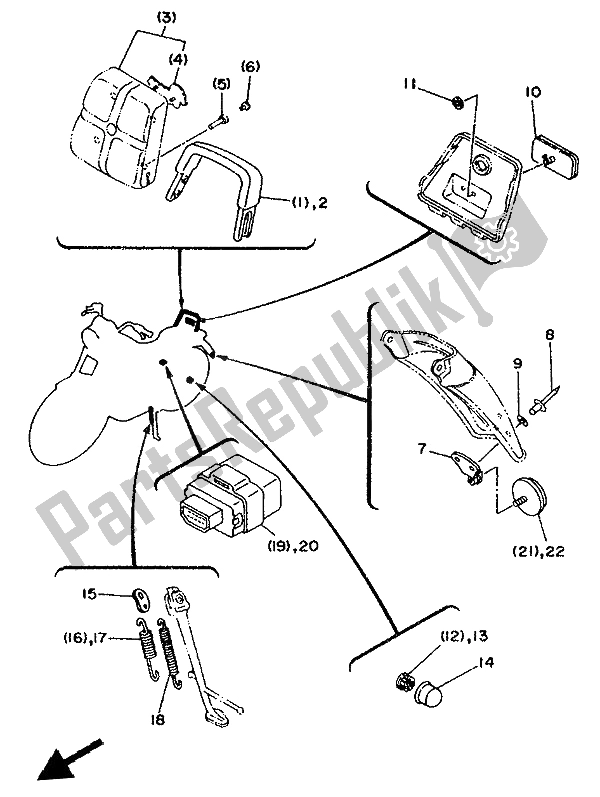 Toutes les pièces pour le Alternatif (châssis 1) du Yamaha XV 1100 Virago 1994