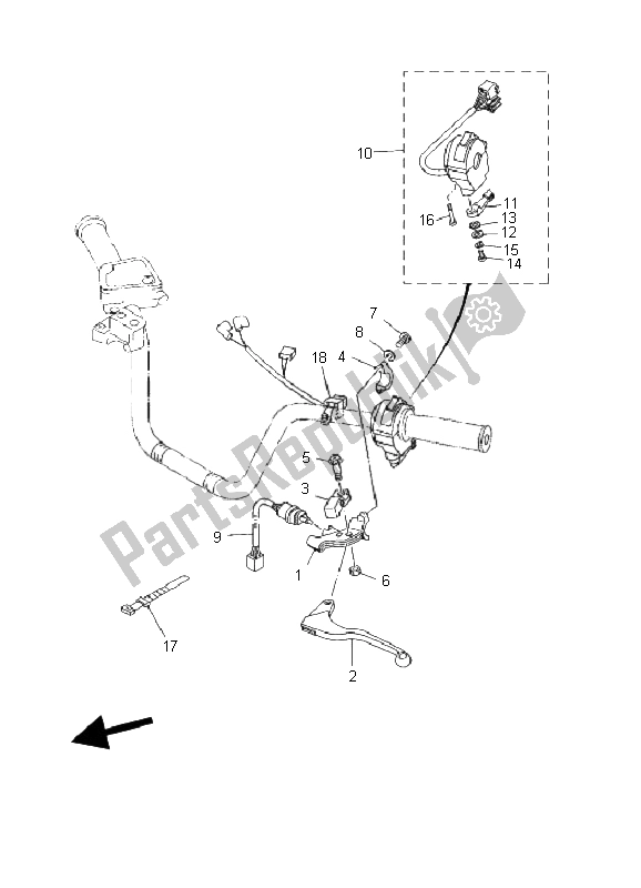 All parts for the Handle Switch & Lever of the Yamaha YFM 400F BIG Bear PRO 2002