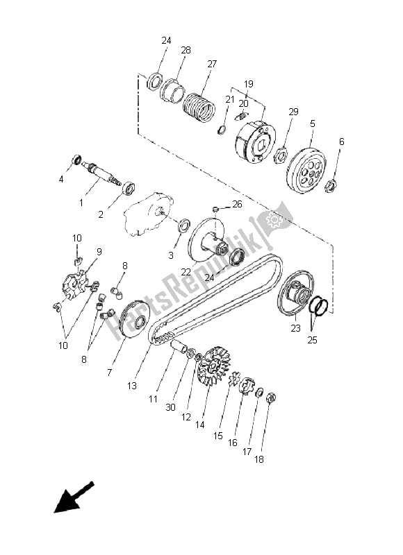 All parts for the Clutch of the Yamaha CW 50 2008