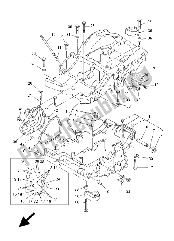 Tutte le parti per il Carter del Yamaha TDM 850 2001