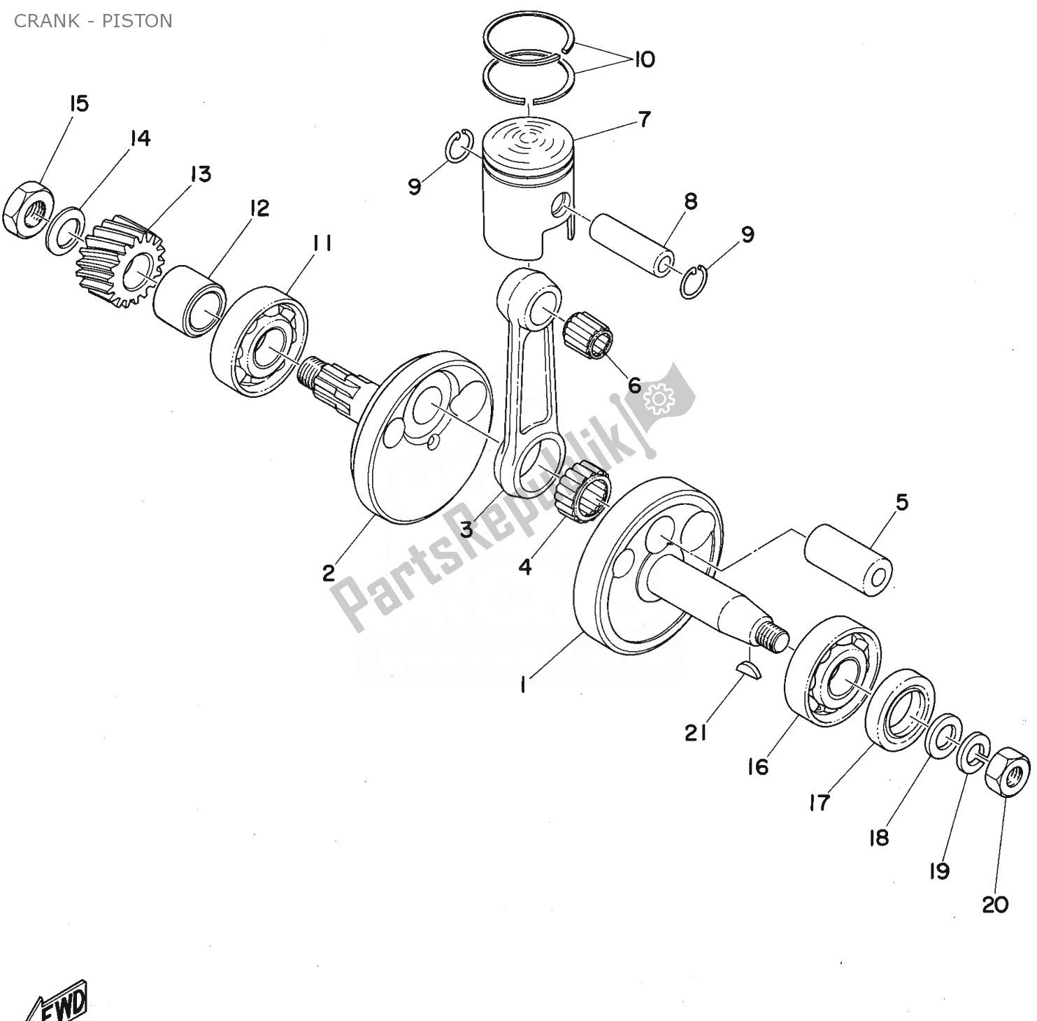 Toutes les pièces pour le Crank - Piston du Yamaha FS1 1974