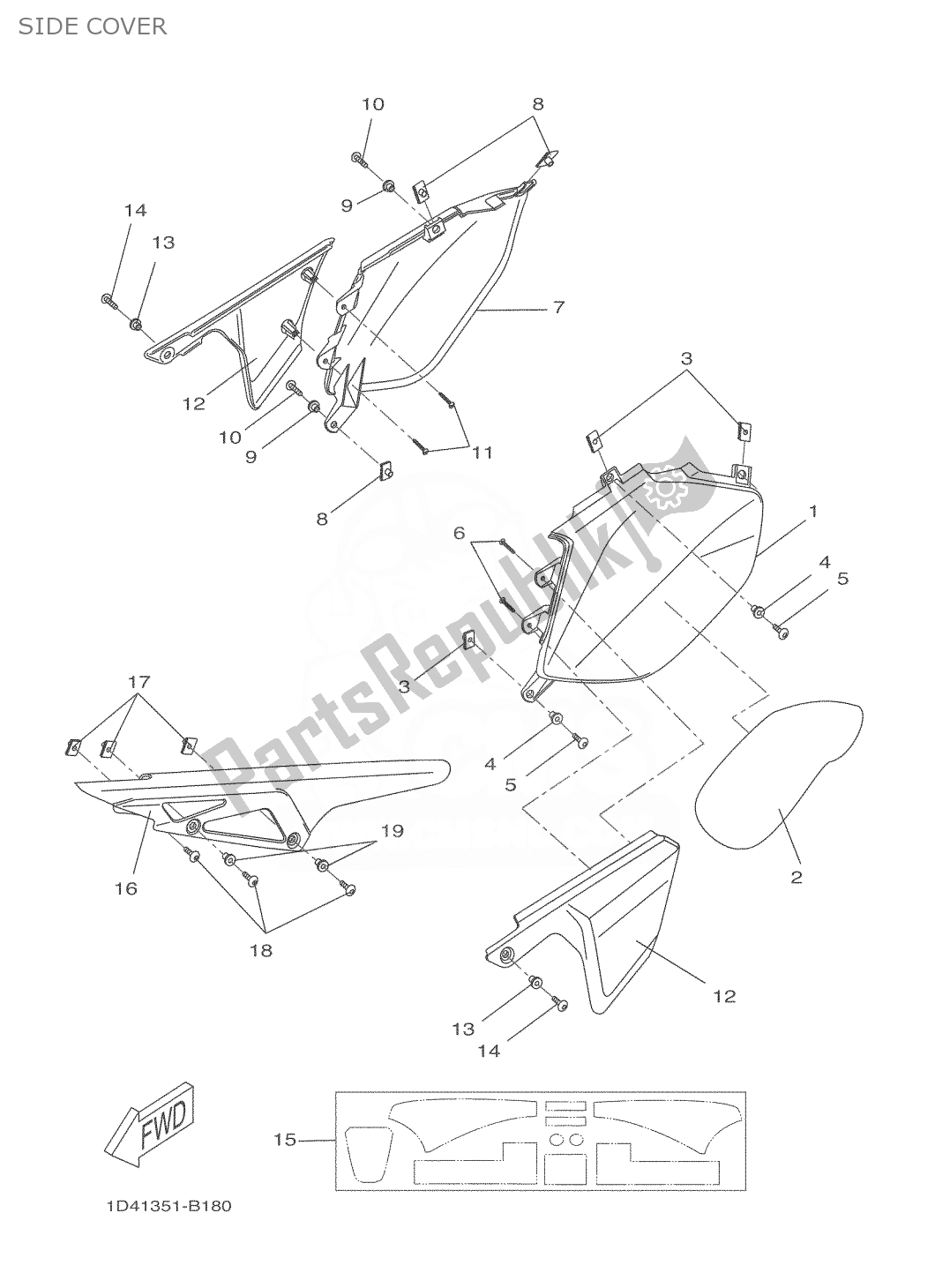 All parts for the Side Cover of the Yamaha DT 50 2006