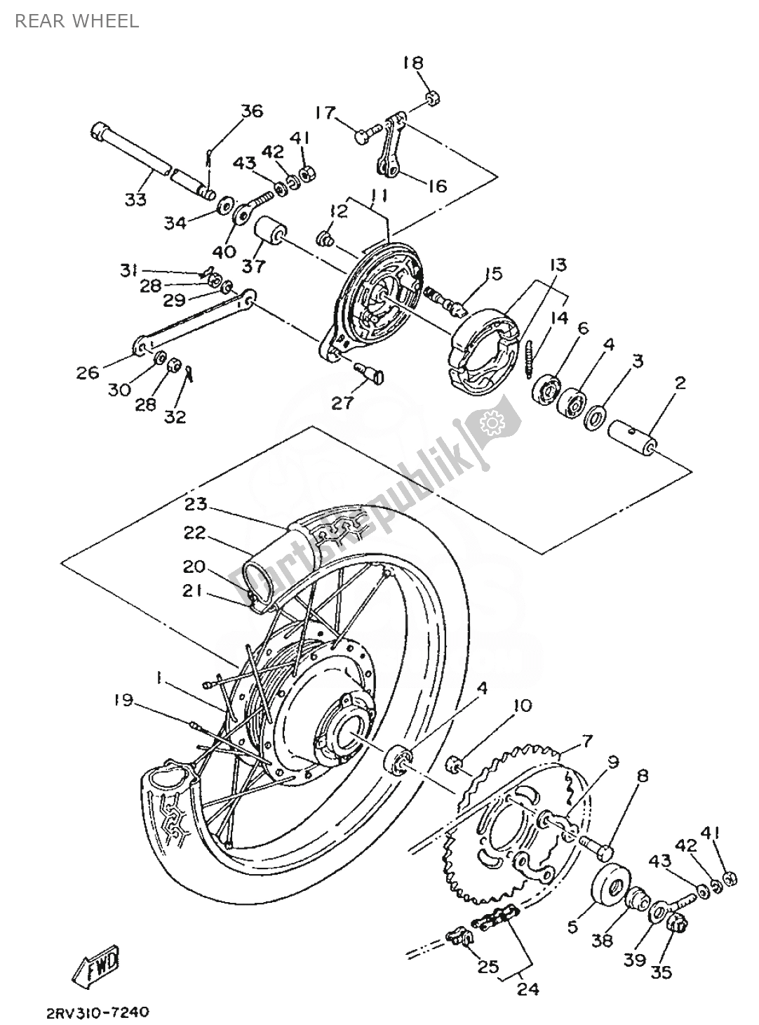 Toutes les pièces pour le Roue Arrière du Yamaha FS1 1987