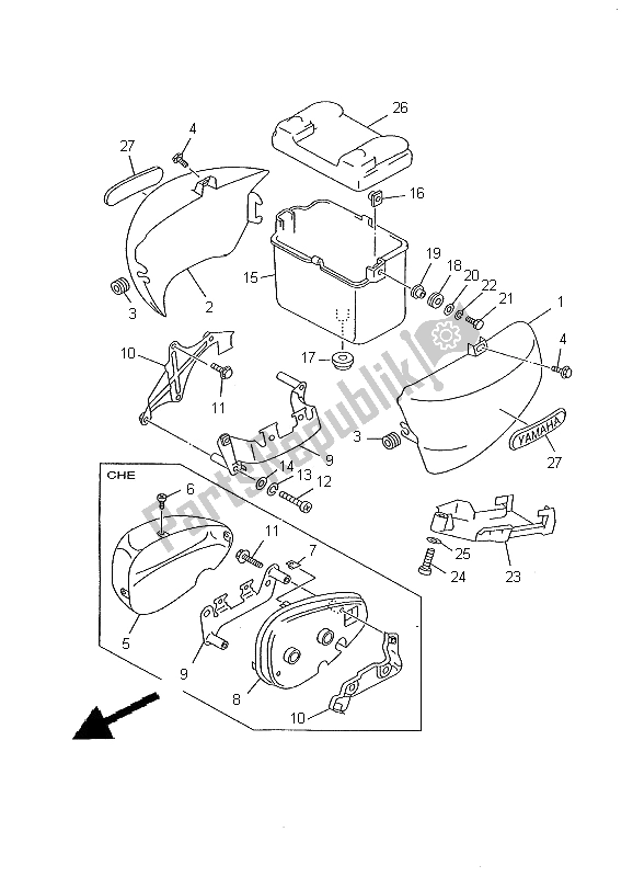 All parts for the Side Cover of the Yamaha XV 535 Virago 2000