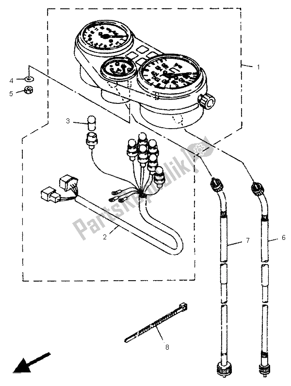 All parts for the Meter of the Yamaha TDR 125 1995