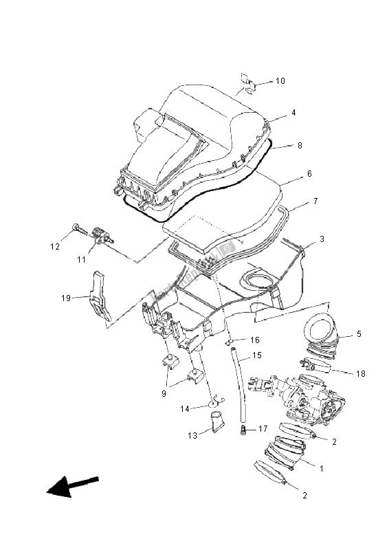 All parts for the Intake of the Yamaha YFM 700F Grizzly EPS 2011