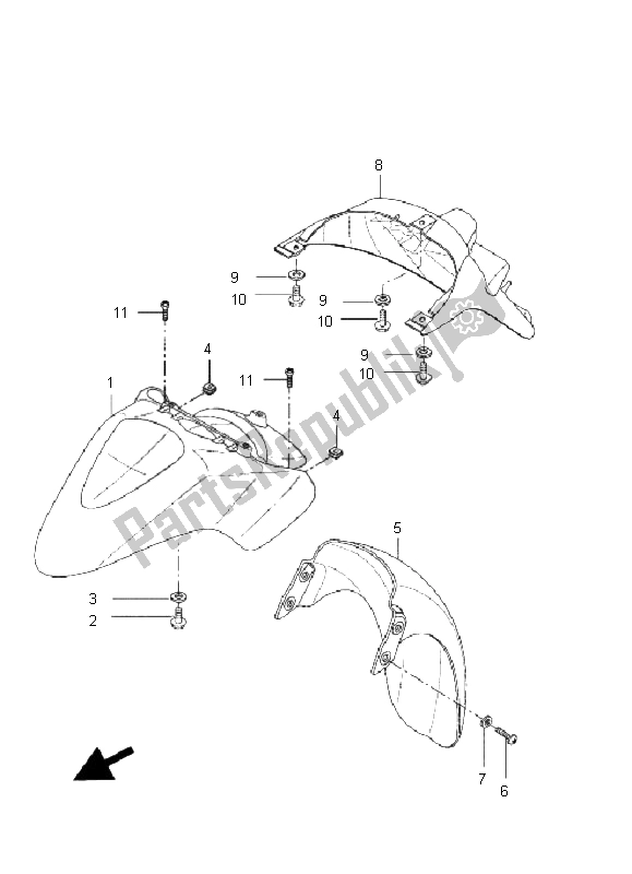 All parts for the Fender of the Yamaha VP 250 X City 2008