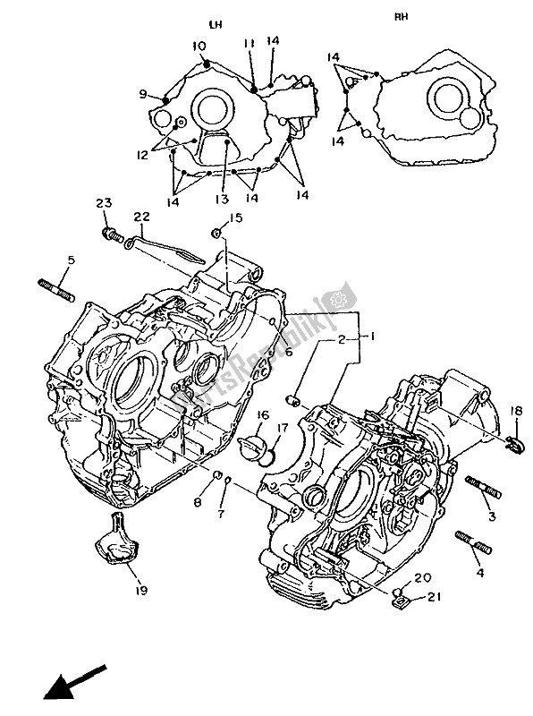 Toutes les pièces pour le Carter du Yamaha XV 1000 SE Virago 1988