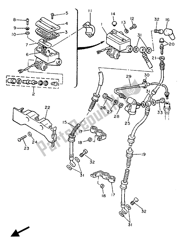 Toutes les pièces pour le Maître-cylindre Avant du Yamaha XVZ 13 TD Venture Royal 1300 1990