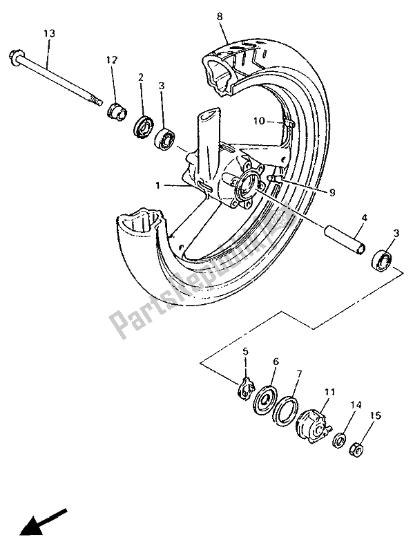 Toutes les pièces pour le Roue Avant du Yamaha FZR 600R 1994